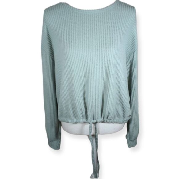 HOLLISTER BLUE/MINT WAFFLE KNIT PULLOVER SZ.M EUC - Picture 1 of 7